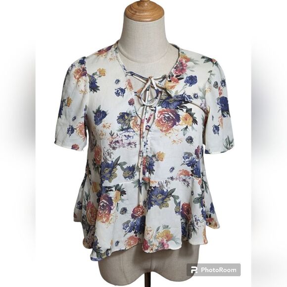 Kimchi Blue Cream Floral Vintage Top - Picture 1 of 6